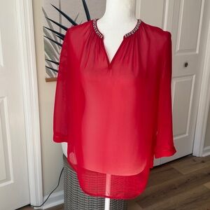 Liz Claiborne Vibrant Red Sheer Top